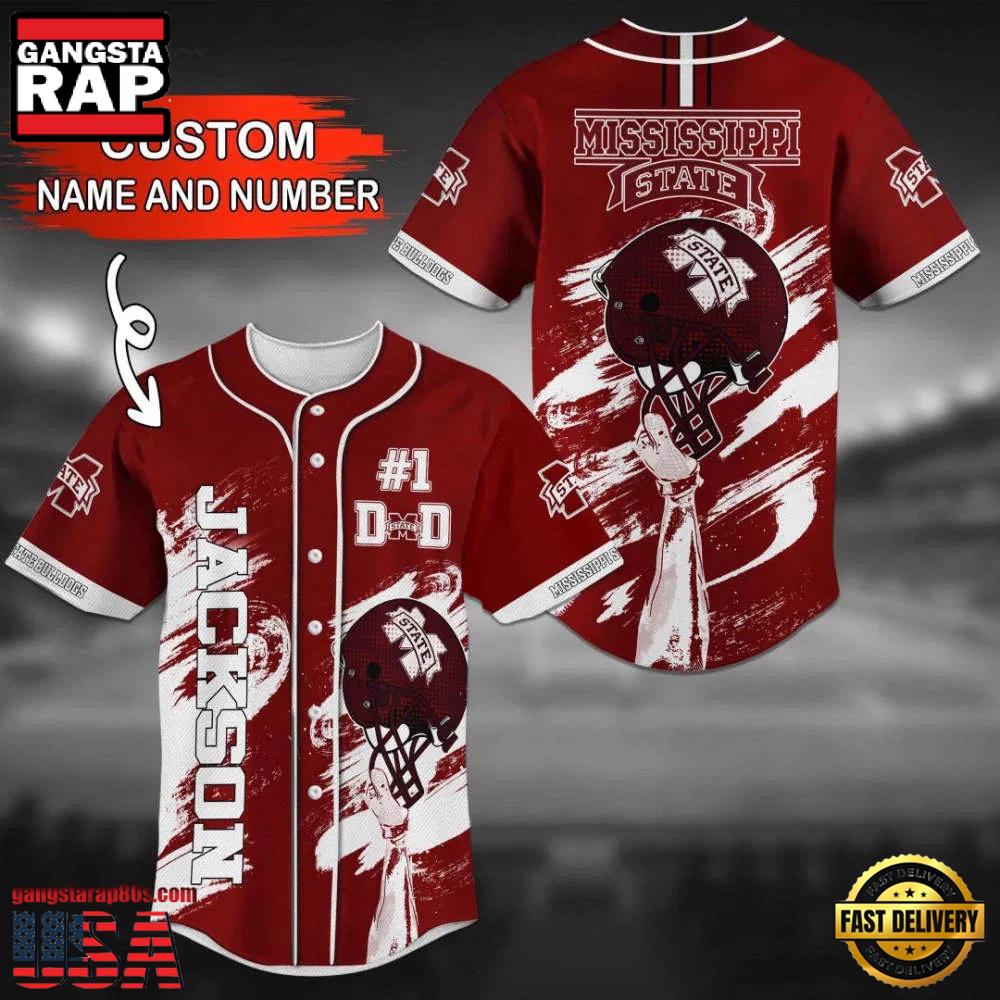 Custom Name And Number Mississippi State Bulldogs Baseball Jersey Shirt