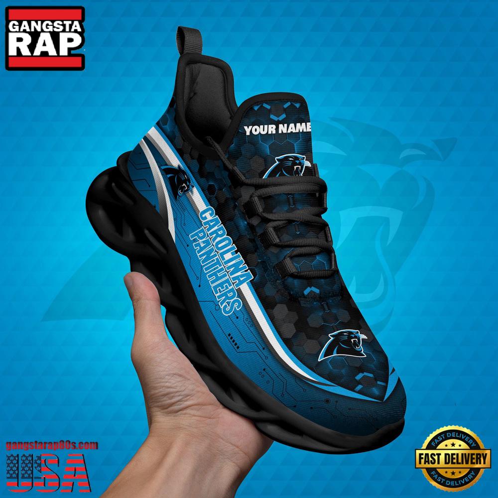 NFL Custom Name Carolina Panthers Team Logo New Design Max Soul Shoes Running Sneakers NFL Custom Name Carolina Panthers Team Logo New Design Max Soul Shoes Running Sneakers