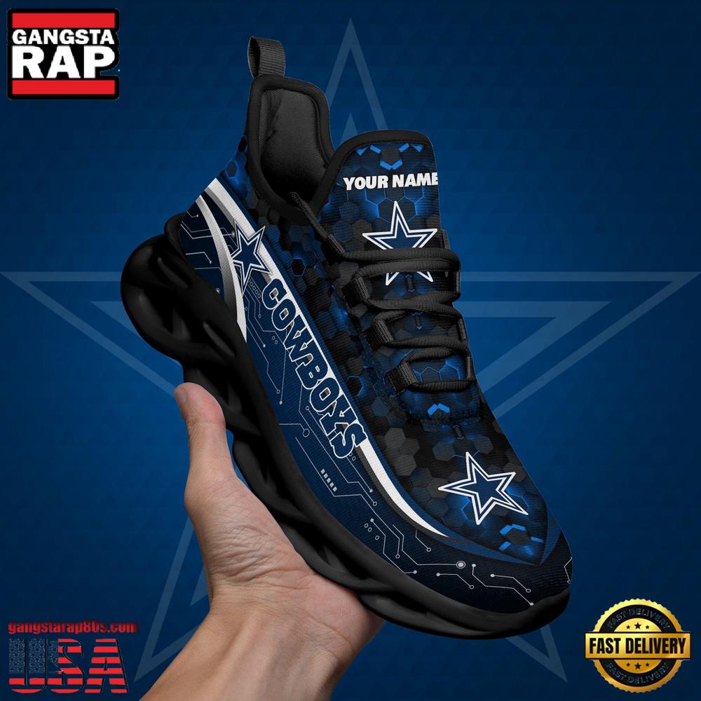 Custom Name Dallas Cowboys Black Clunky NFL Sport Max Soul Shoes