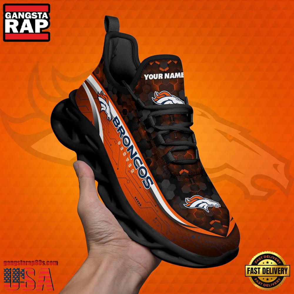 Custom Name Denver Broncos Black Clunky NFL Sport Max Soul Shoes