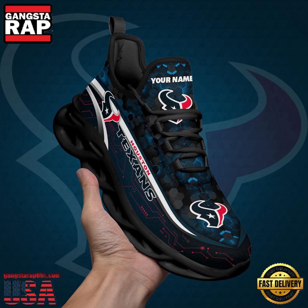 Custom Name Houston Texans Black Clunky NFL Sport Max Soul Shoes