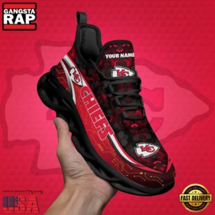 Custom Name Kansas City Chiefs Black Clunky NFL Sport Max Soul Shoes