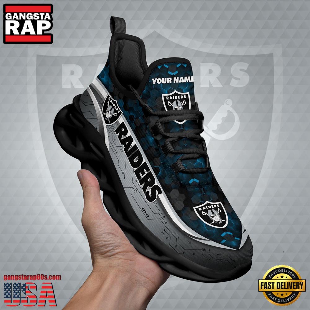 Custom Name Las Vegas Raiders Black Clunky NFL Sport Max Soul Shoes