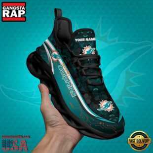 Custom Name Miami Dolphins Black Clunky NFL Sport Max Soul Shoes