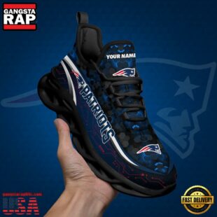 Custom Name New England Patriots Black Clunky NFL Sport Max Soul Shoes