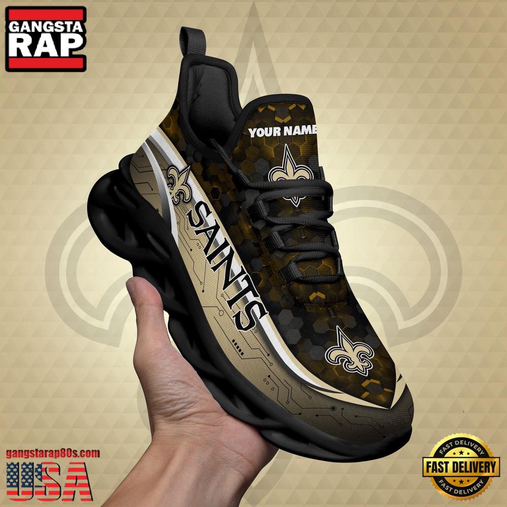 Custom Name New Orleans Saints Black Clunky NFL Sport Max Soul Shoes