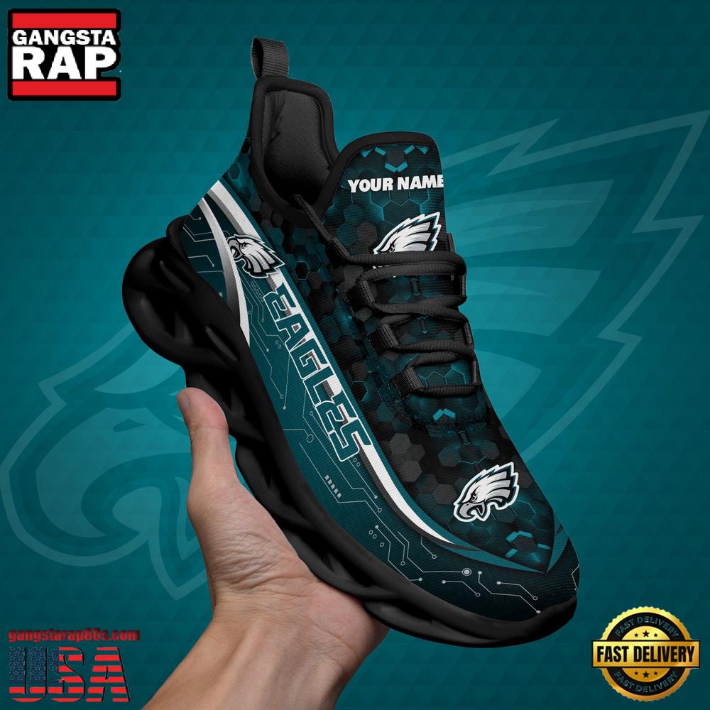 Custom Name Philadelphia Eagles Black Clunky NFL Sport Max Soul Shoes