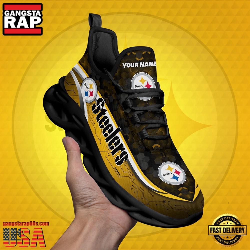 Custom Name Pittsburgh Steelers Black Clunky NFL Sport Max Soul Shoes