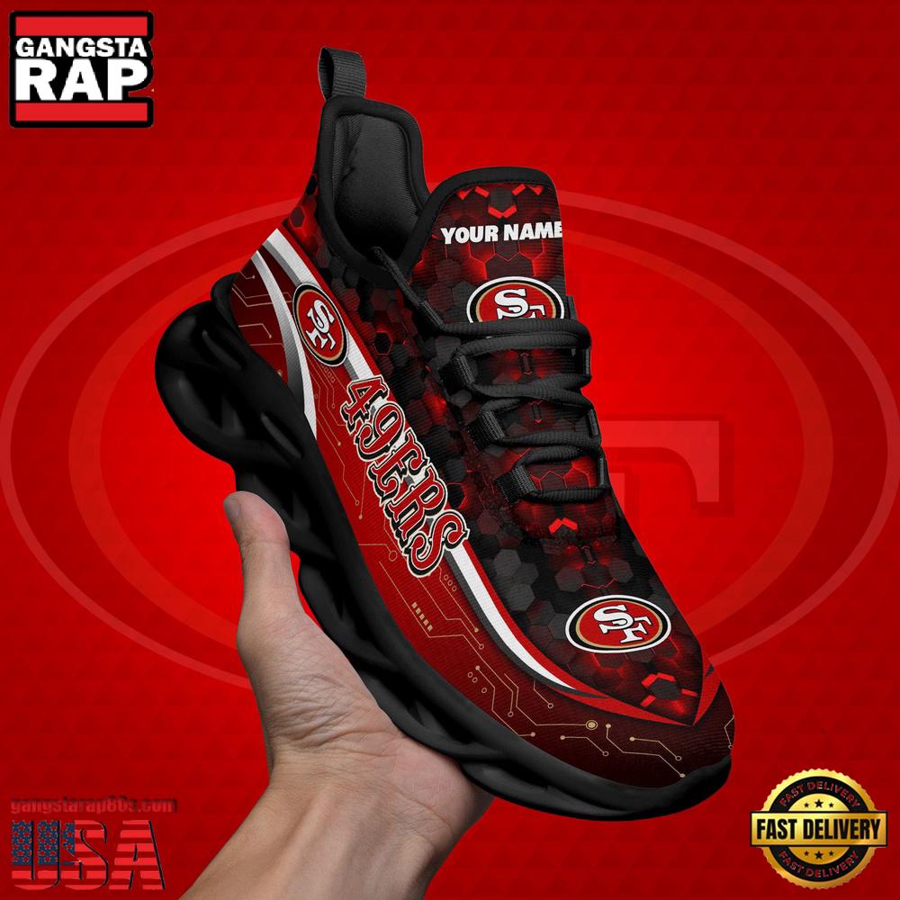 Custom Name San Francisco 49ers Black Clunky NFL Sport Max Soul Shoes