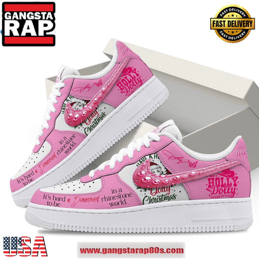 Dolly Parton Christmas 2024 Limited Edition Pink Air Force 1 Running Sneakers Shoes Dolly Parton Christmas 2024 Limited Edition Pink Air Force 1 Running Sneakers Shoes