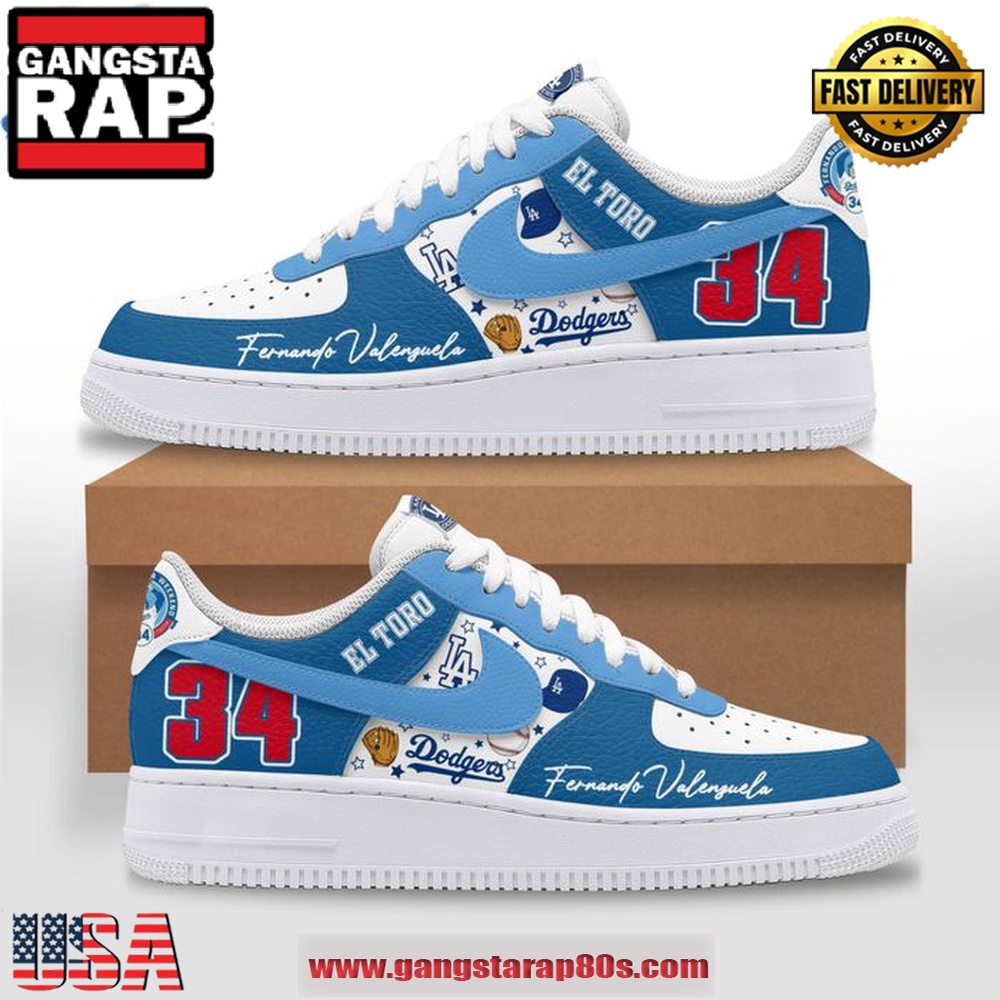 Fernando Valenzuela 34 Dodgers Limited Edition Air Force 1 Running Sneakers Shoes