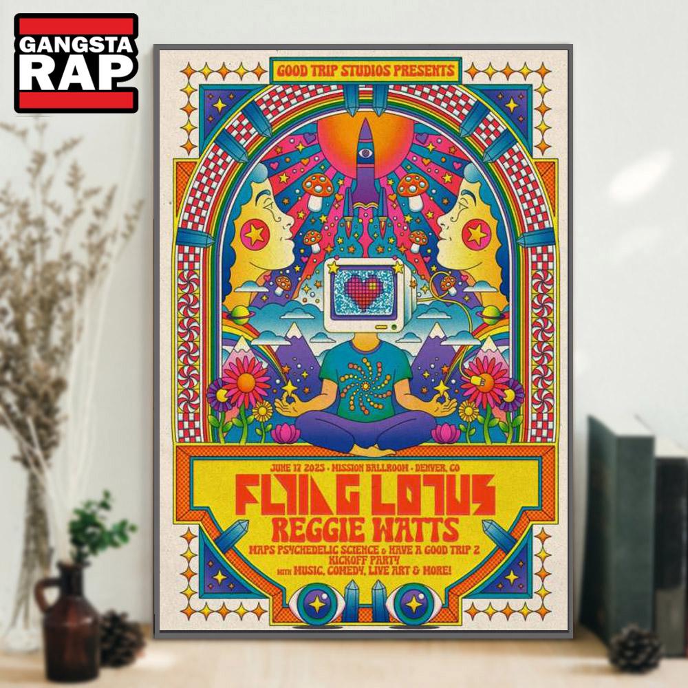 Flying Lotus And Reggie Watts Mission Ballroom Denver, CO June 17 2025 Concert Poster Canvas Art