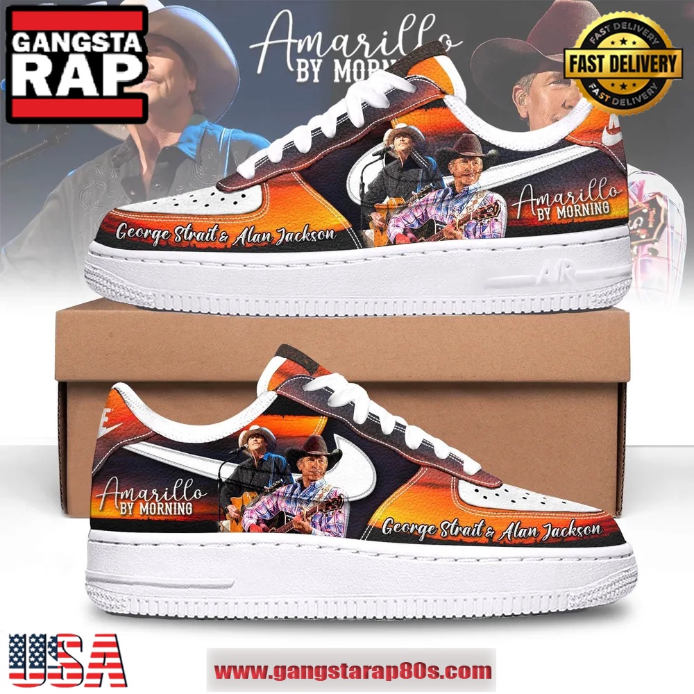 George Strait & Alan Jackson Amarillo By Morning Air Force 1 Running Sneakers Shoes