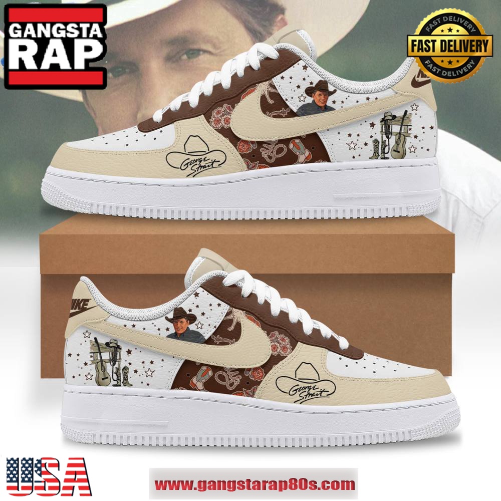 George Strait Signature Cowboy Limited Edition Air Force 1 Running Sneakers Shoes