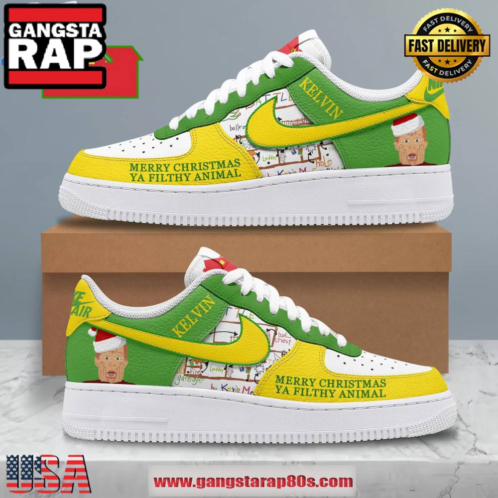 Home Alone Kelvin Merry Christmas Air Force 1 Running Sneakers Shoes Home Alone Kelvin Merry Christmas Air Force 1 Running Sneakers Shoes