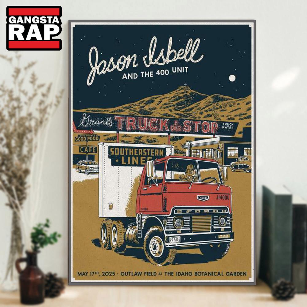 Jason Isbell And The 400 Unit Outlaw Field at the Idaho Botanical Garden Boise, ID May 17 2025 Tour Poster Canvas Art