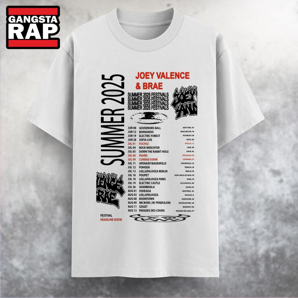 Joey Valence and Brae Summer 2025 Festivals T Shirt