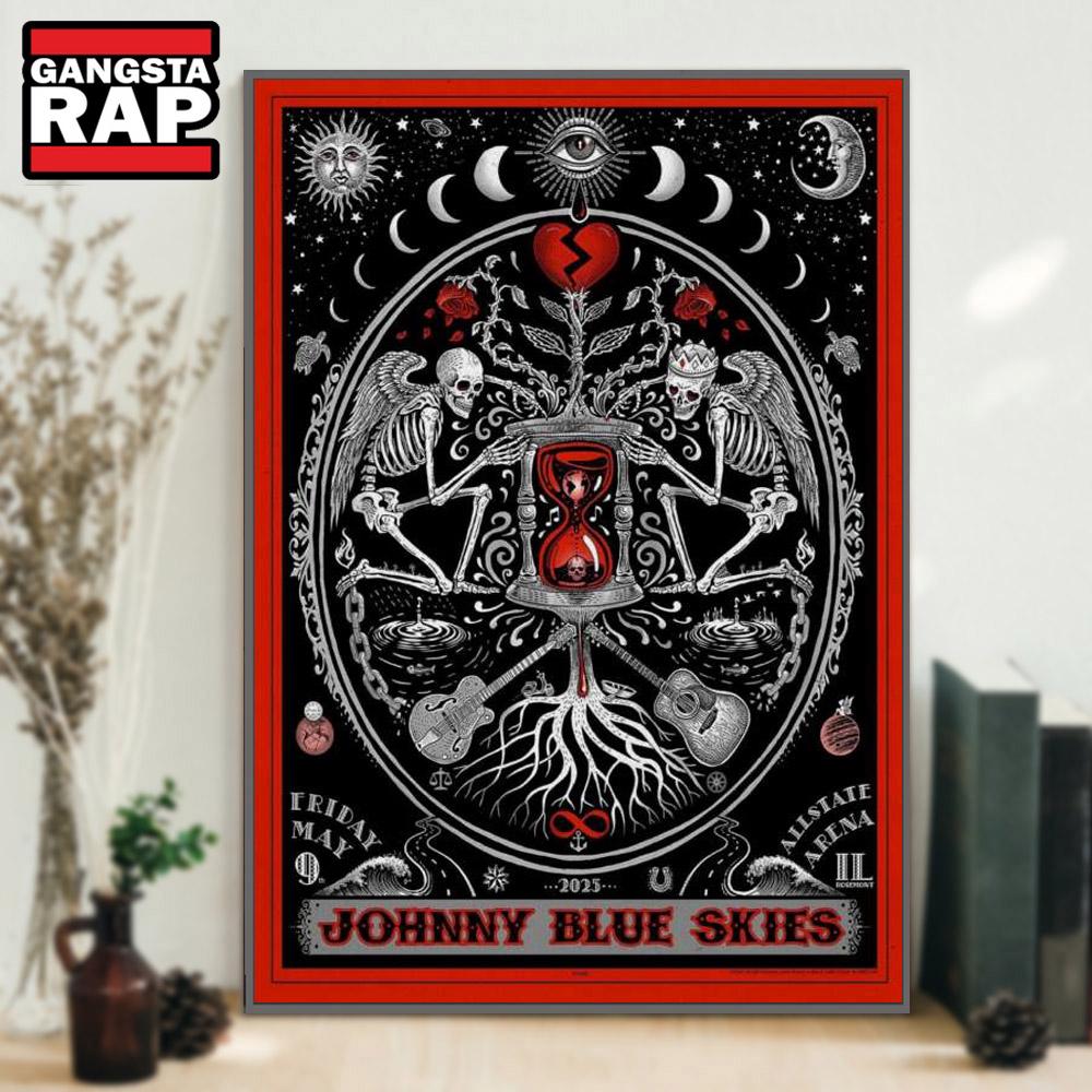 Johnny Blue Skies Allstate Arena, Rosemont, IL May 9 2025 Tour Poster Canvas Art
