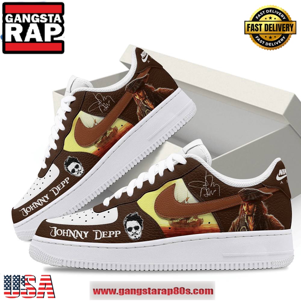 Johnny Depp Signature Limited Edition Air Force 1 Running Sneakers Shoes Johnny Depp Signature Limited Edition Air Force 1 Running Sneakers Shoes