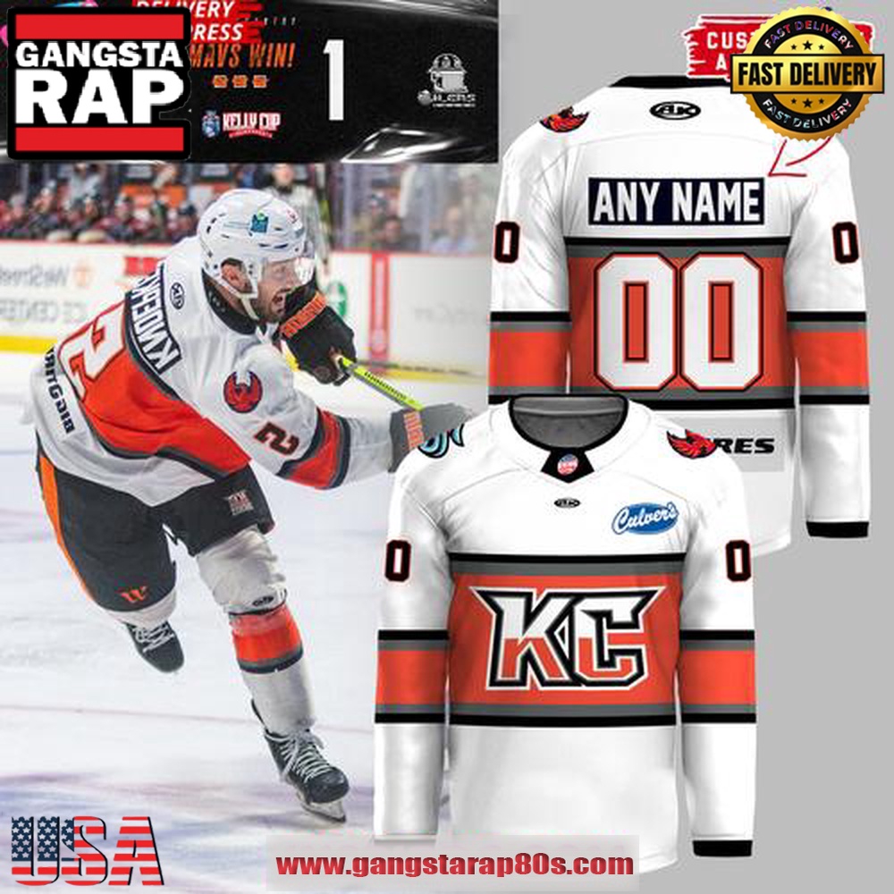 Kansas City Mavericks 2025 Kelly Cup Playoffs Official White Custom Hockey Jersey Kansas City Mavericks 2025 Kelly Cup Playoffs Official White Custom Hockey Jersey