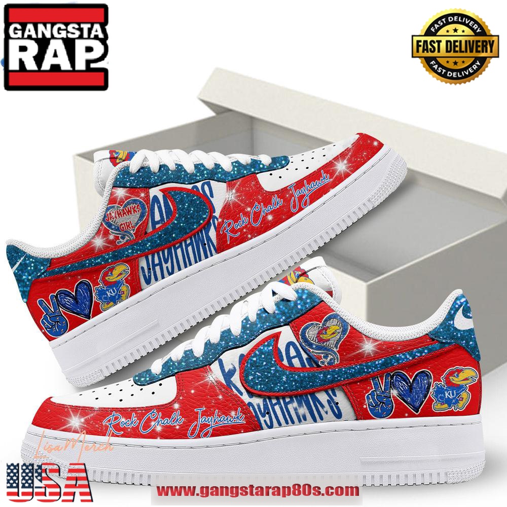 Kansas Jayhawks Basketball Limited Edition Air Force 1 Running Sneakers Shoes