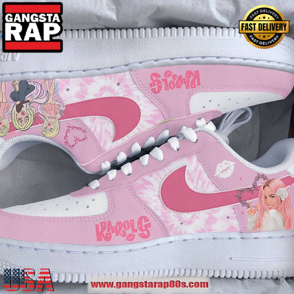 Karol G x Bratz Limited Edition Pink Air Force 1 Running Sneakers Shoes Karol G x Bratz Limited Edition Pink Air Force 1 Running Sneakers Shoes