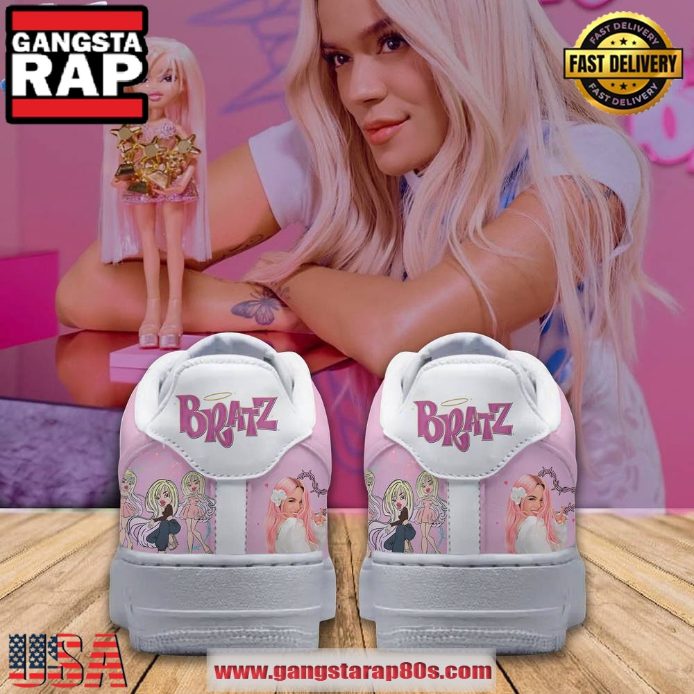 Karol G x Bratz Limited Edition Pink Air Force 1 Running Sneakers Shoes Karol G x Bratz Limited Edition Pink Air Force 1 Running Sneakers Shoes