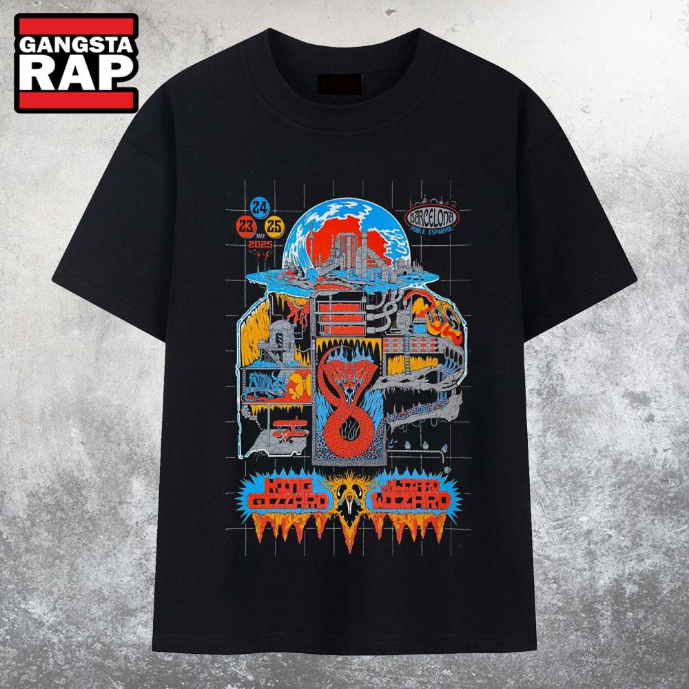 King Gizzard & The Lizard Wizard Poble Espanyol Barcelona, Spain May 23-24-25 2025 Tour T Shirt King Gizzard & The Lizard Wizard Poble Espanyol Barcelona, Spain May 23-24-25 2025 Tour T Shirt