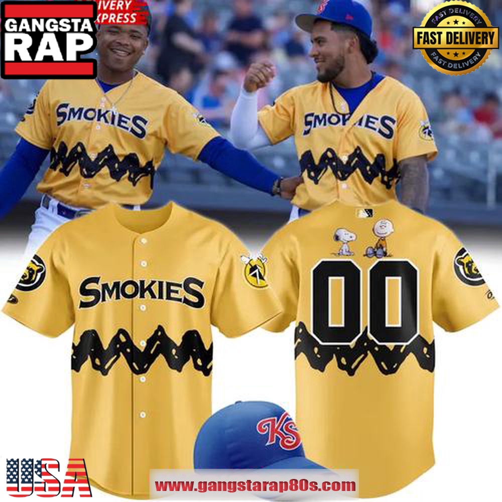 Knoxville Smokies x Peanuts 2025 Limited Edition Custom Baseball Jersey Shirt Knoxville Smokies x Peanuts 2025 Limited Edition Custom Baseball Jersey Shirt