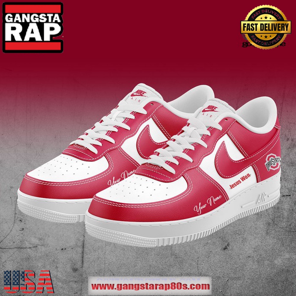Limited Edition Ohio State Jesus Won Air Force 1 Running Sneakers Shoes