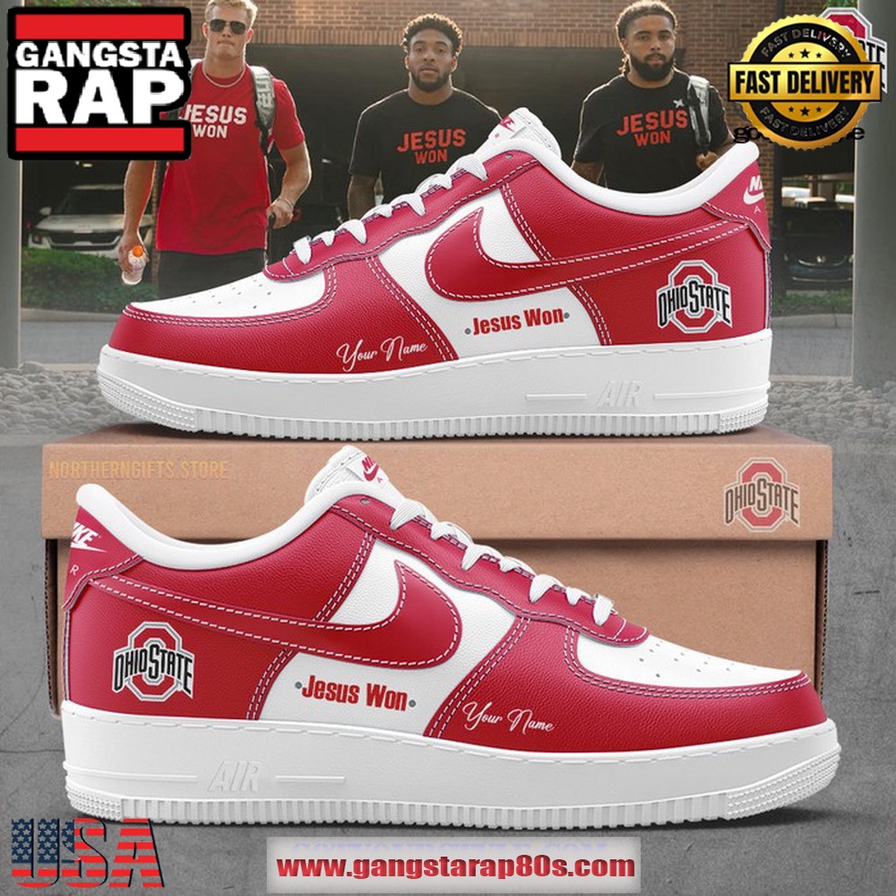 Limited Edition Ohio State Jesus Won Air Force 1 Running Sneakers Shoes