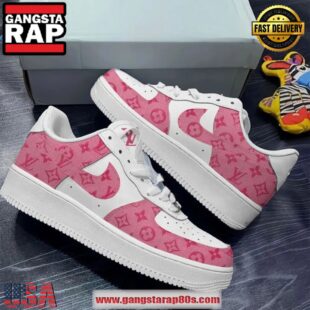 Louis Vuitton x Limited Edition Pink Air Force 1 Running Sneakers Shoes