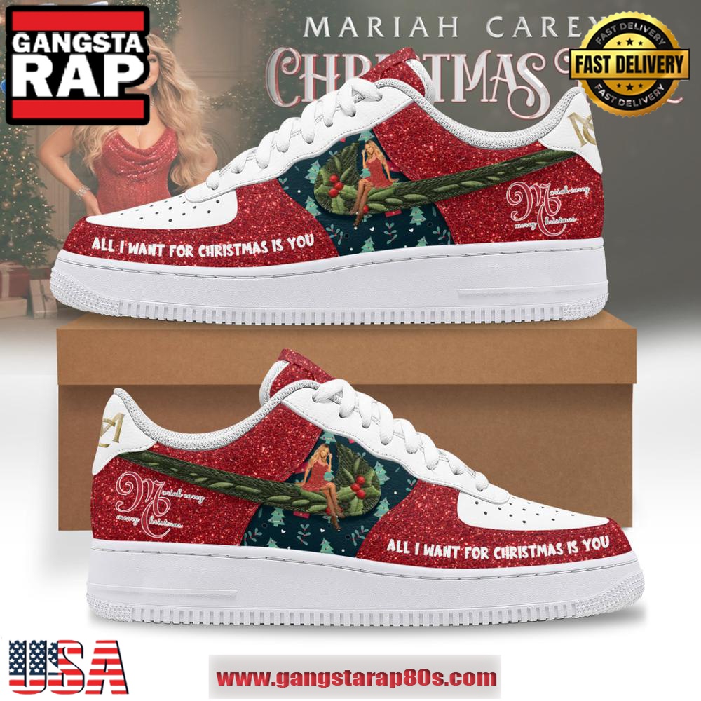 Mariah Carey Christmas Time Air Force 1 Running Sneakers Shoes