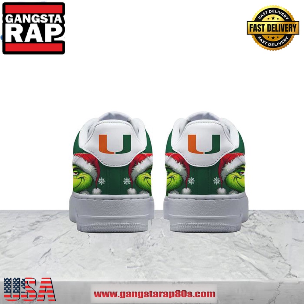 Miami Hurricanes Merry Canemas Air Force 1 Running Sneakers Shoes Miami Hurricanes Merry Canemas Air Force 1 Running Sneakers Shoes