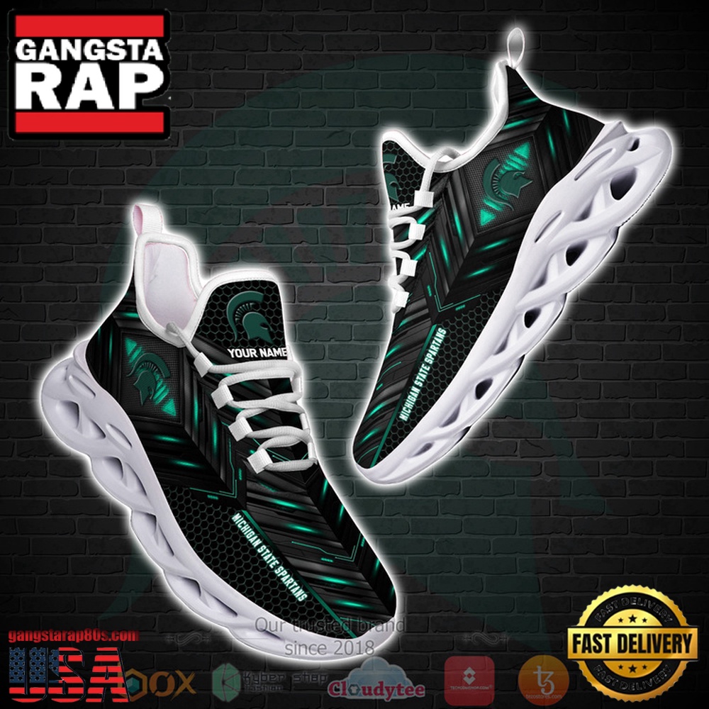Michigan State Spartans Custom Name Clunky Unique Design Max Soul Shoes Running Sneakers Michigan State Spartans Custom Name Clunky Unique Design Max Soul Shoes Running Sneakers