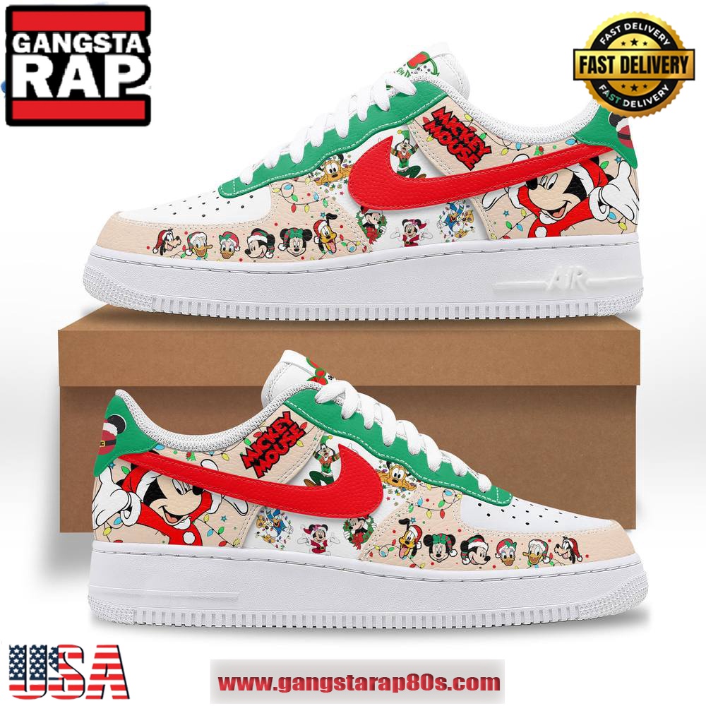 Mickey Mouse Merry Christmas 2024 Limited Edition Air Force 1 Running Sneakers Shoes