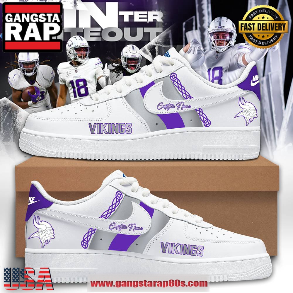 Minnesota Vikings Winter Warrior Whiteout Air Force 1 Running Sneakers Shoes