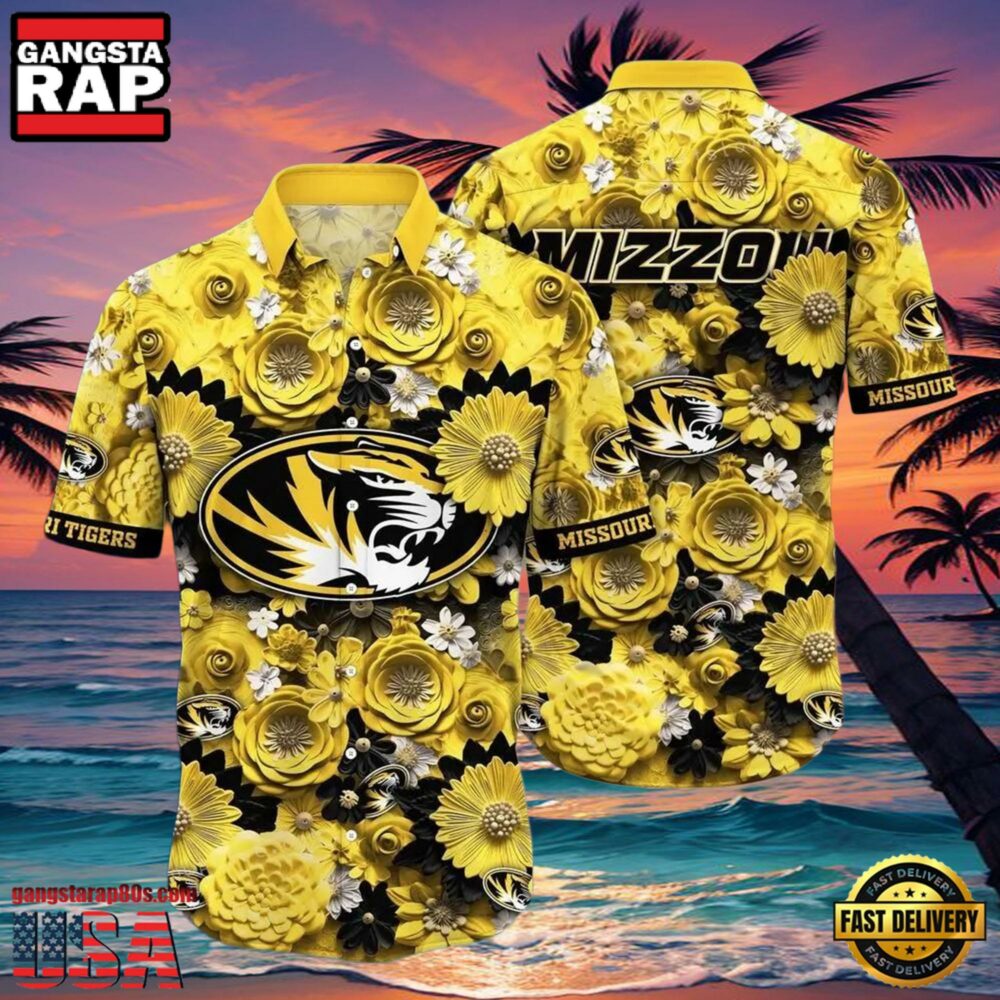 Missouri Tigers Flower NCAA Hawaiian Shirt Outfit 3D Shirt, Missouri Tigers Gifts Missouri Tigers Flower NCAA Hawaiian Shirt Outfit 3D Shirt, Missouri Tigers Gifts