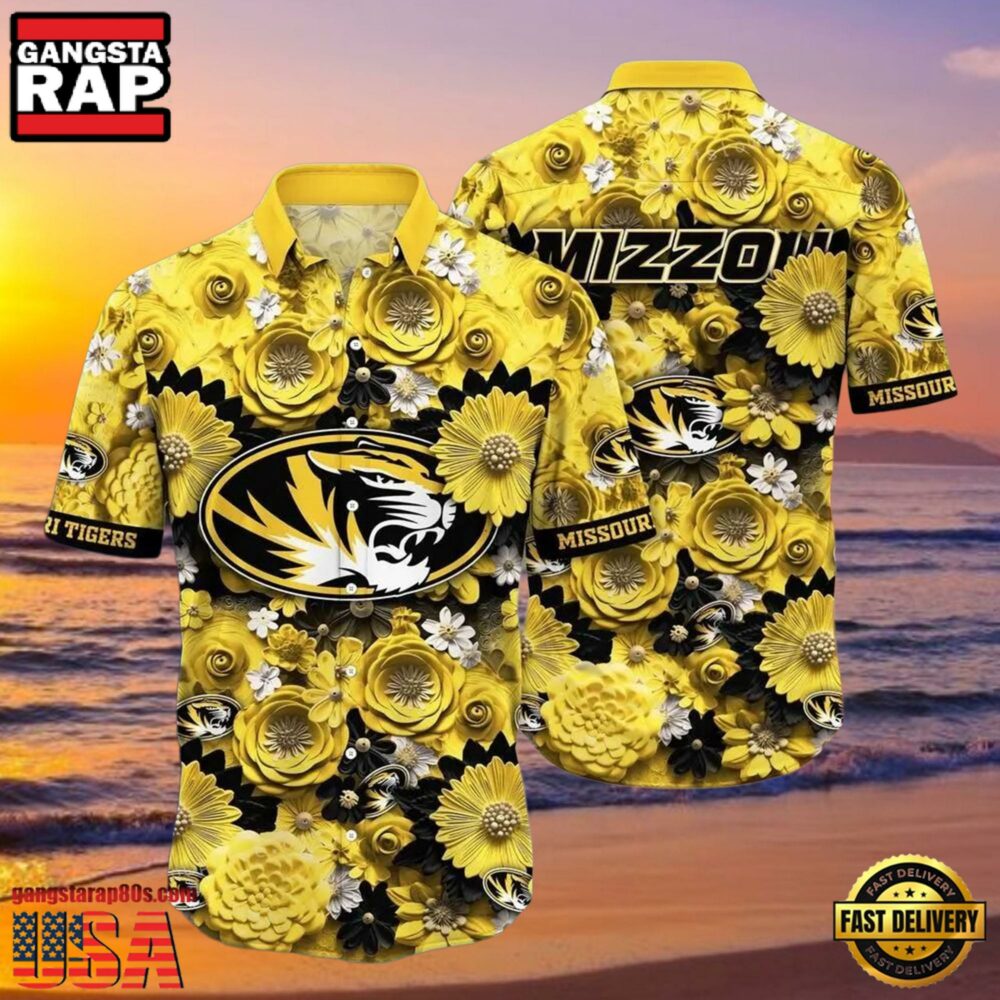 Missouri Tigers Flower NCAA Hawaiian Shirt Outfit 3D Shirt, Missouri Tigers Gifts Missouri Tigers Flower NCAA Hawaiian Shirt Outfit 3D Shirt, Missouri Tigers Gifts