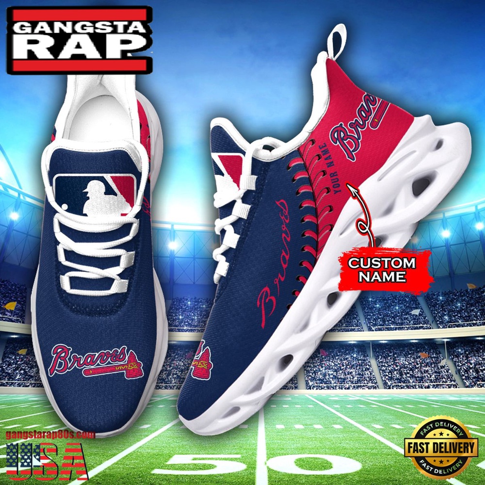MLB Atlanta Braves Unique Design Custom Name Max Soul Shoes Running Sneakers