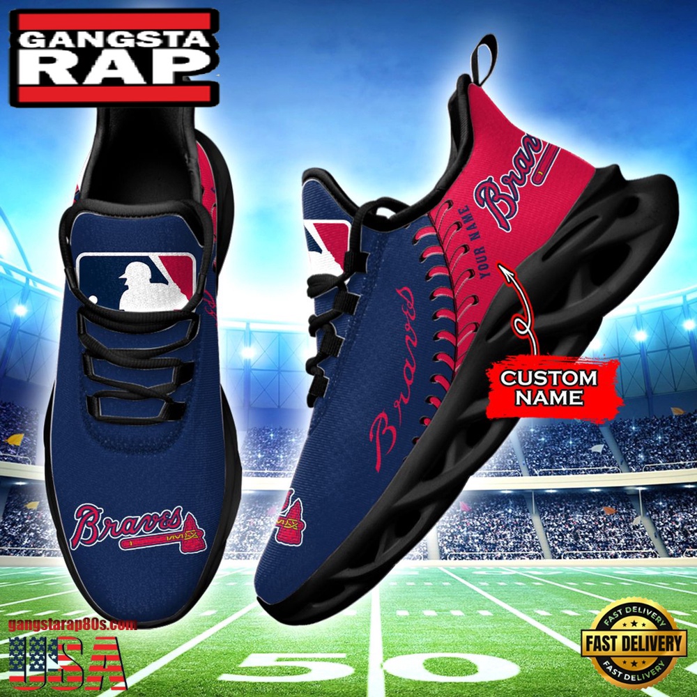 MLB Atlanta Braves Unique Design Custom Name Max Soul Shoes Running Sneakers