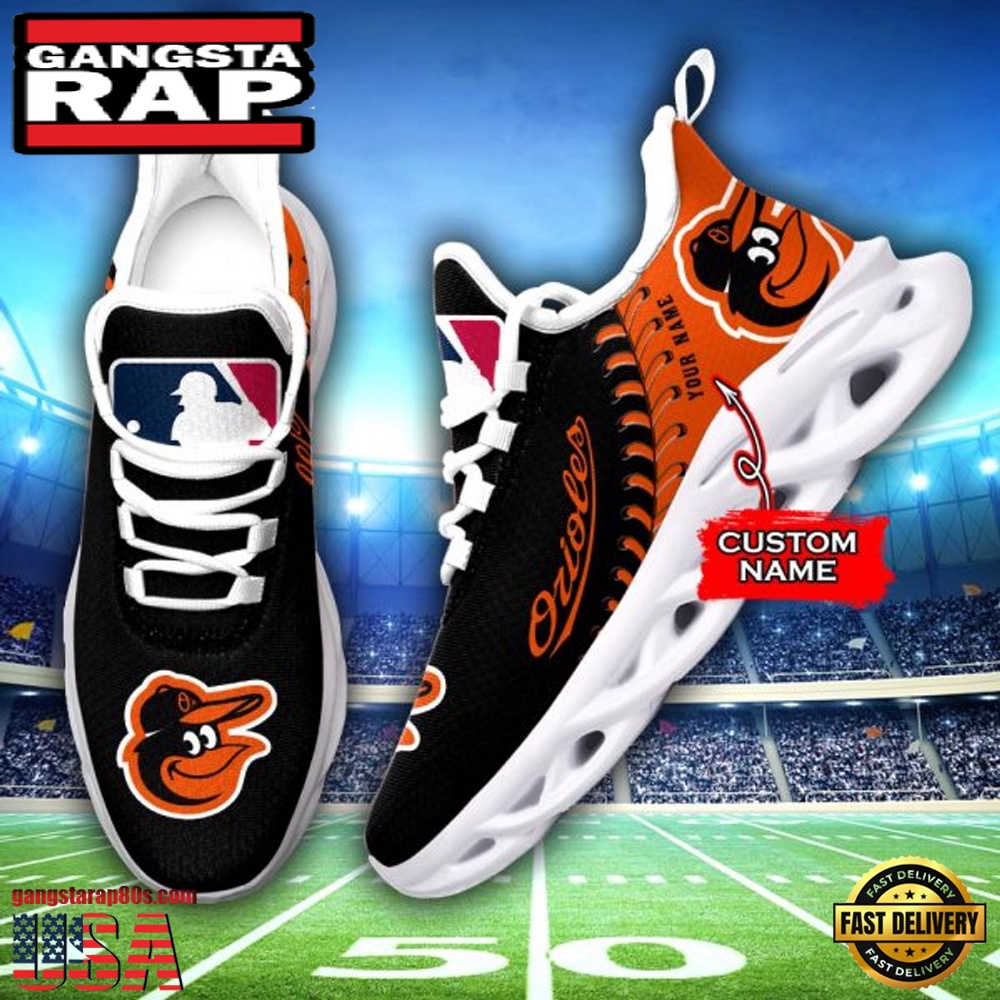 MLB Baltimore Orioles Unique Design Custom Name Max Soul Shoes Running Sneakers