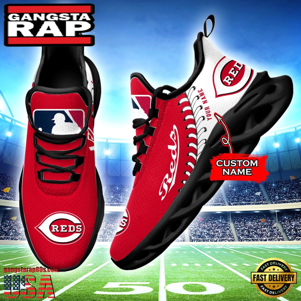MLB Cincinnati Reds Unique Design Custom Name Max Soul Shoes Running Sneakers