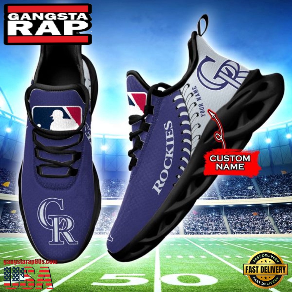 MLB Colorado Rockies Unique Design Custom Name Max Soul Shoes Running Sneakers