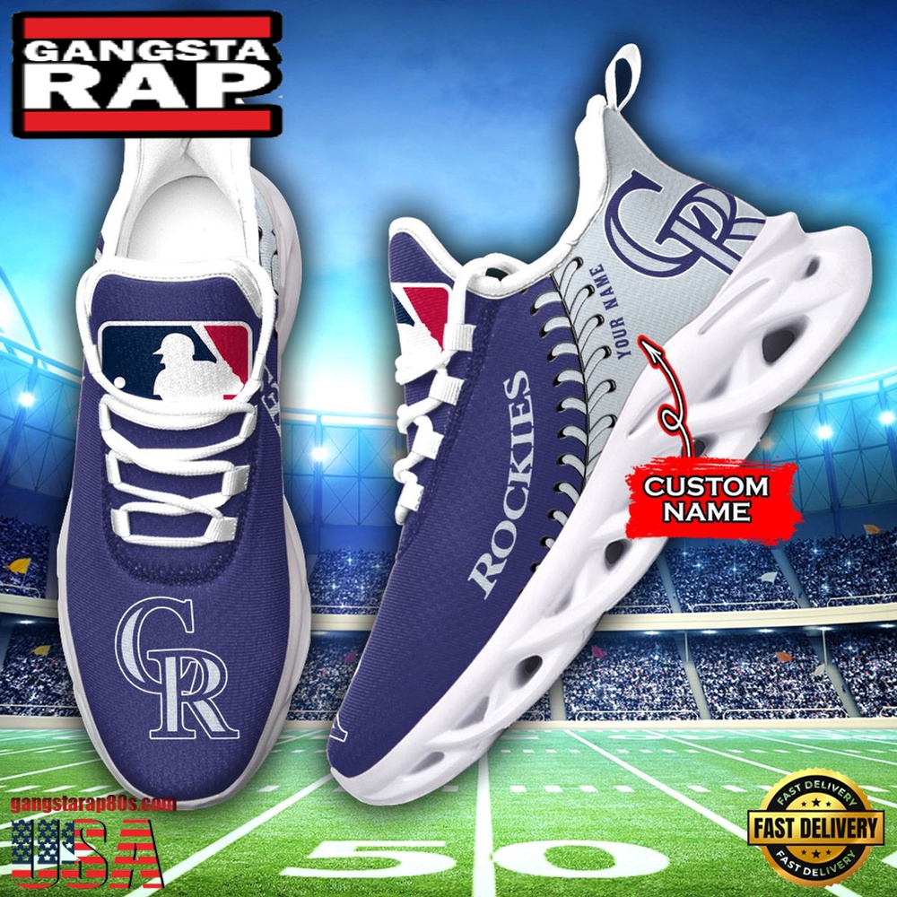 MLB Colorado Rockies Unique Design Custom Name Max Soul Shoes Running Sneakers