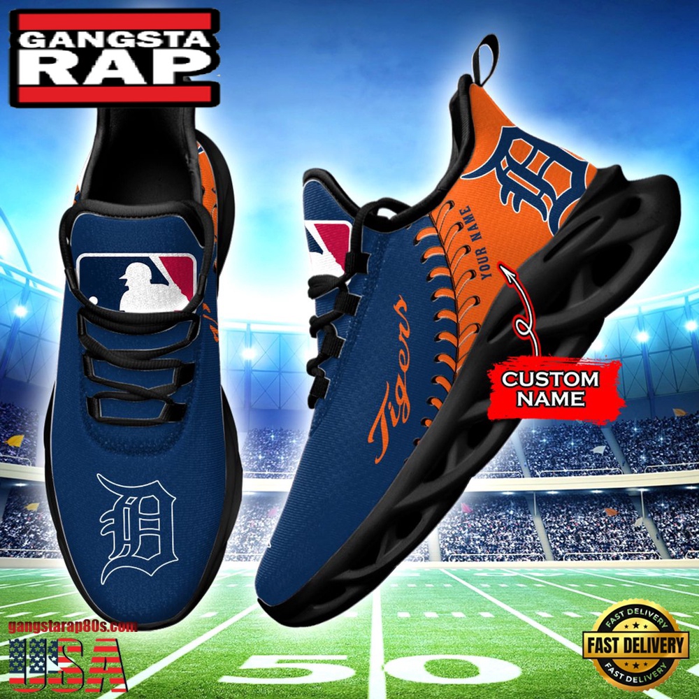 MLB Detroit Tigers Unique Design Custom Name Max Soul Shoes Running Sneakers