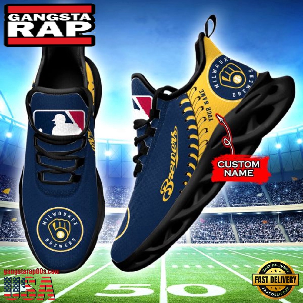 MLB Milwaukee Brewers Unique Design Custom Name Max Soul Shoes Running Sneakers