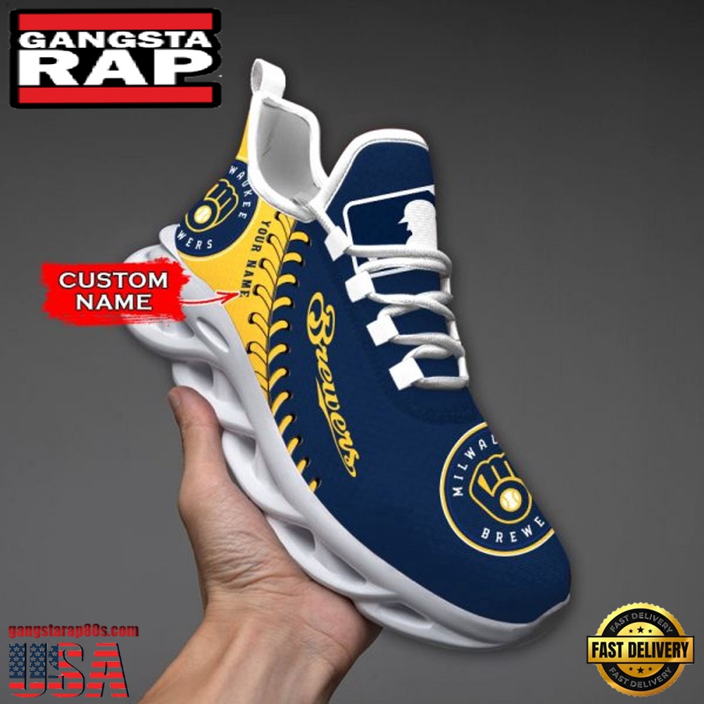 MLB Milwaukee Brewers Unique Design Custom Name Max Soul Shoes Running Sneakers MLB Milwaukee Brewers Unique Design Custom Name Max Soul Shoes Running Sneakers