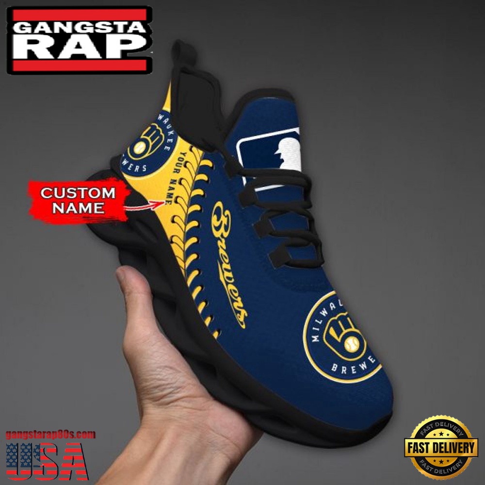 MLB Milwaukee Brewers Unique Design Custom Name Max Soul Shoes Running Sneakers MLB Milwaukee Brewers Unique Design Custom Name Max Soul Shoes Running Sneakers