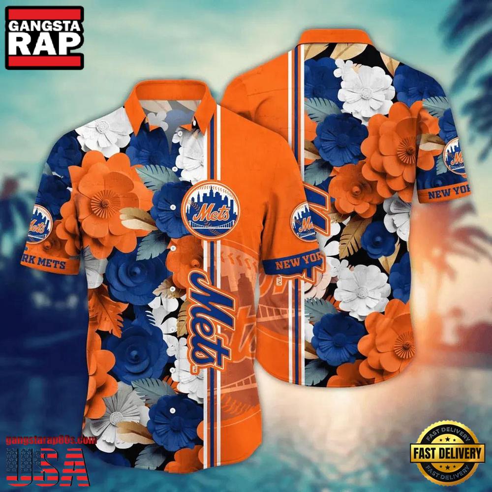 MLB New York Mets Baseball Team Design Flower New Hawaiian Shirts